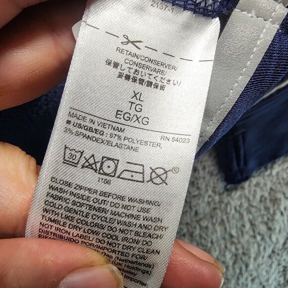 Gap Fit Shirt Womens XL Indigo Blue Orbit Fleece Pullover Hoodie Zip Pockets - Picture 3 of 11